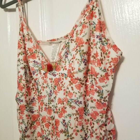 NWT Pink Floral Bodycon Maxi Long Dress Rosette Rose w/ Side Slit Medium Ruched - Picture 2 of 15